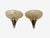 Rare Set of Two French Art Deco style Wall Sconces made of Pearly Off-White Alabaster with bronze plate supports....
