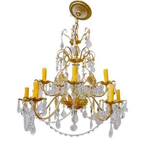 1950's Decorative Brass Chandelier