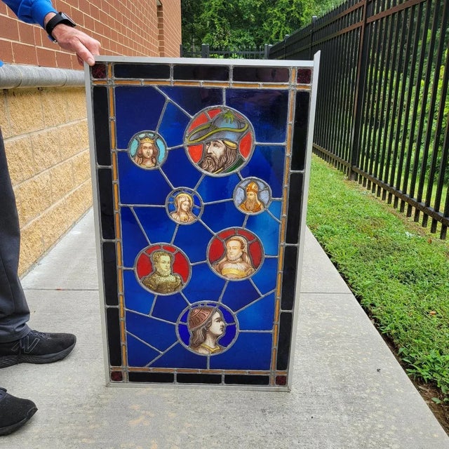 Circa 1900, Flemish Netherlands, possibly Dutch/Holland, stained glass window. Composed of colored glass incorporating...