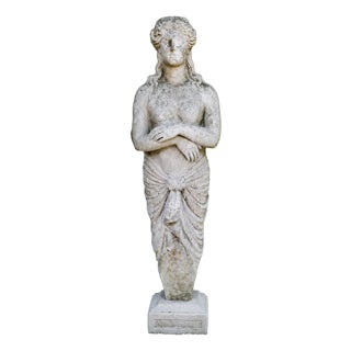 Large Reconstituted Stone Nude Female Garden Statue, 1950s For Sale