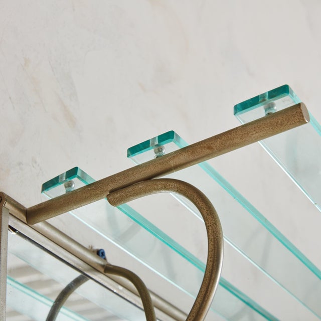 Chrome + Glass Wall Mounted Coat Rack with Shelf, Italy 1970s For Sale - Image 18 of 18