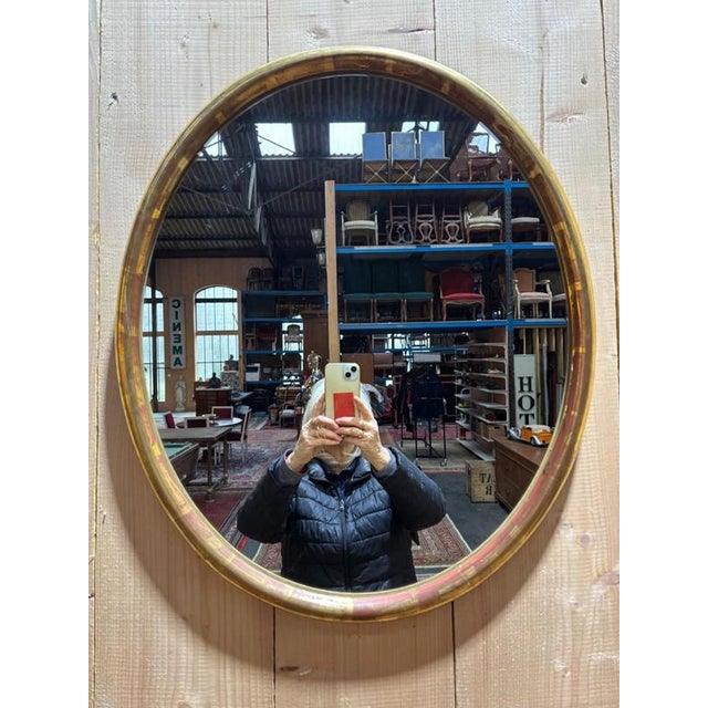 Wood 20th Century Louis XVI Oval Mirror For Sale - Image 7 of 7