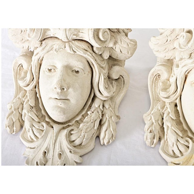 Early 20th Century Early 20th Century French Pair of Reproduction Plaster Wall Planters For Sale - Image 5 of 11