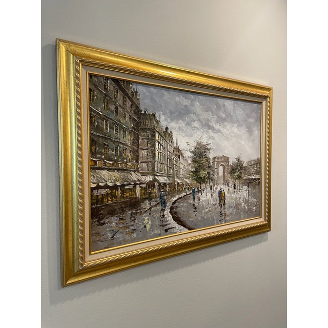 1960s Paris Champs Elysees Impressionist Cityscape Oil on Canvas Signed Fontaine For Sale In Los Angeles - Image 6 of 14