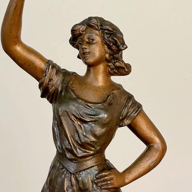 Antique French Spelter Statue of Maiden by Rullony Chairish