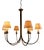 Large Brass Six-Arm Chandelier with Fabric Shades, Germany, 1970s For Sale