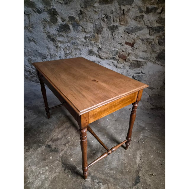 Antique Elm Writing Table with Large Drawer, France, 1920s For Sale - Image 17 of 18