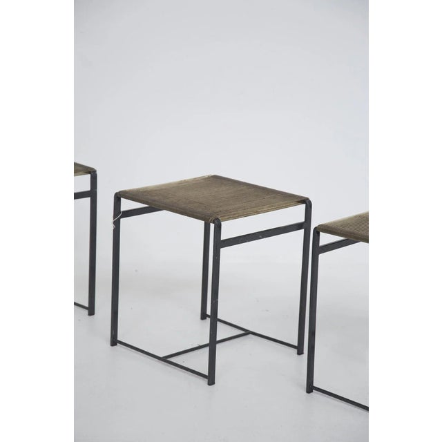 Black Vintage Italian Iron Stools, Set of 4 For Sale - Image 8 of 12