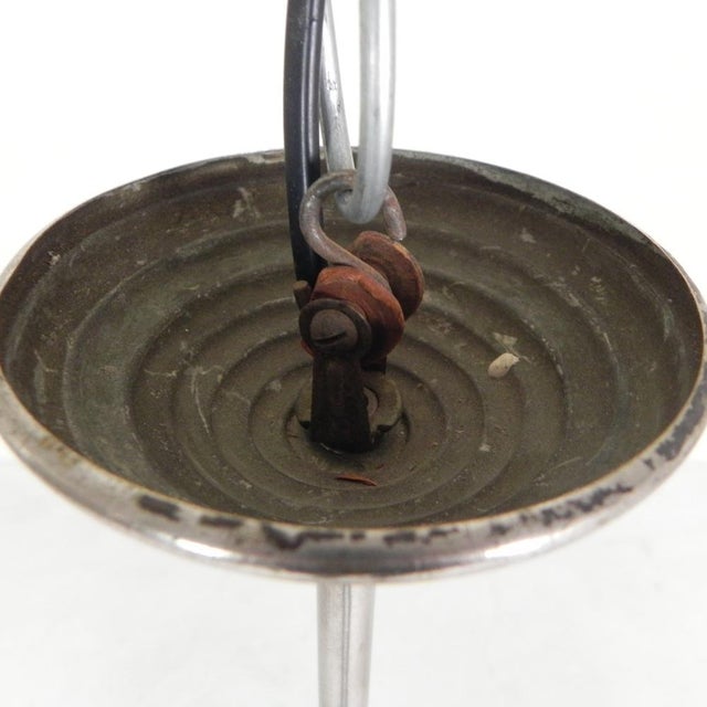 Art Deco Pendant Lamp with Glass Globe and Sleek Geometric Decoration, 1930s For Sale - Image 6 of 16