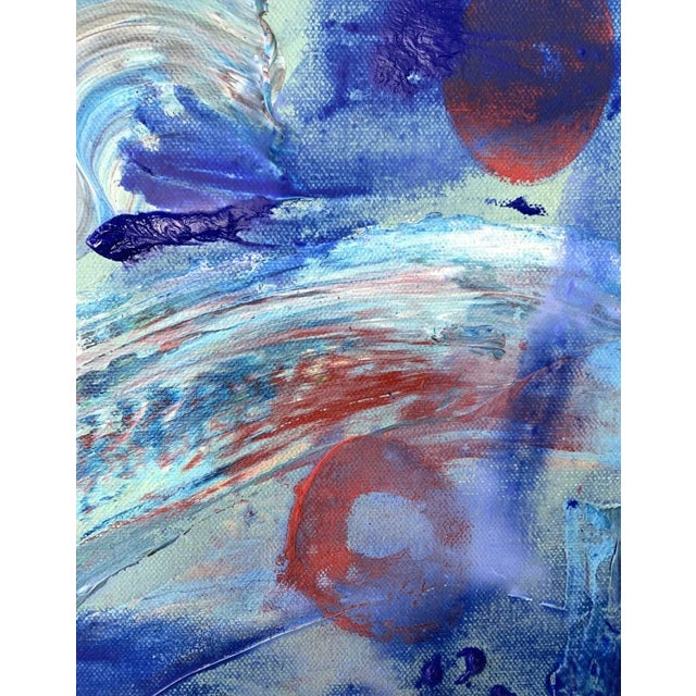 Matthew Izzo Abstract Painting “Blue Motion” - Oil Paint on Canvas 20” X 10” For Sale - Image 4 of 5