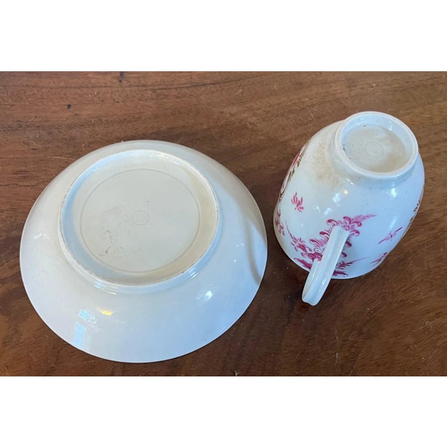 Ceramic Antique 18th Century German Porcelain Puce Tea Cup & Saucer For Sale - Image 7 of 9