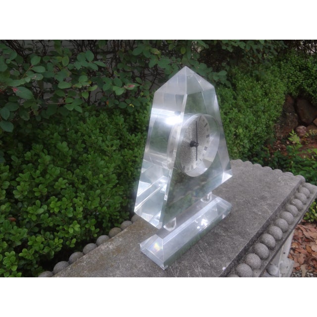 Transparent Mid Century Modern Neoclassical Style Acrylic Clock For Sale - Image 8 of 12