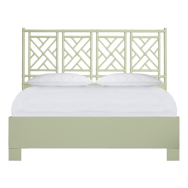 Chippendale Platform Bed California King - Celery Green For Sale
