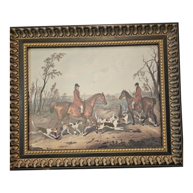 Vintage English, Beautifully Framed Art Print, the Gathering of the Dogs For Sale