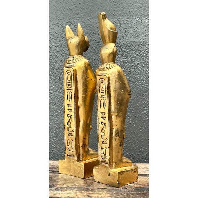 Vintage Gilt Egyptian Figurines - A Pair For Sale - Image 12 of 12