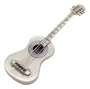 Vintage Italian Handmade Silver Guitar Miniature, Tuscany, 1970s