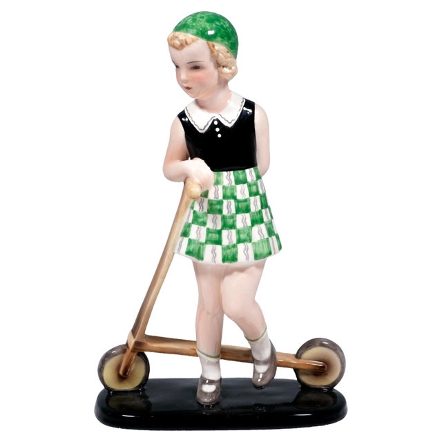 Art Deco Girl with Scooter Figurine by Dakon, 1930s Chairish