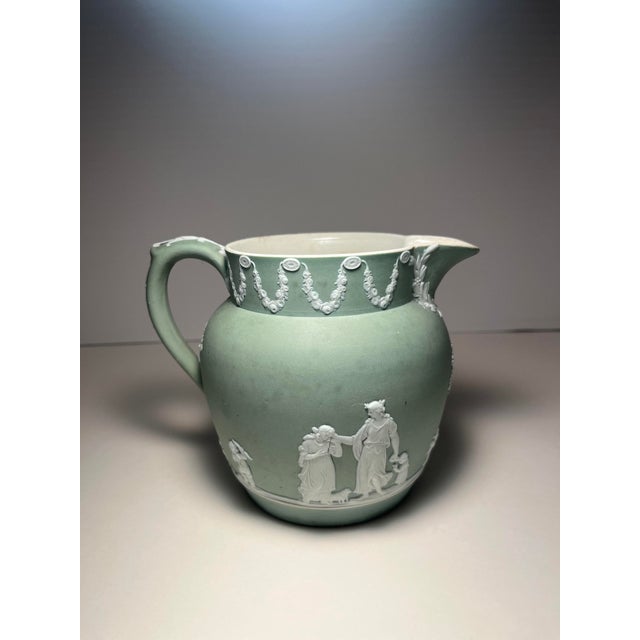 Vintage Wedgwood England Jasperware Pitcher Jug Sage Green Neoclassical Description Beautiful vintage Wedgwood England...