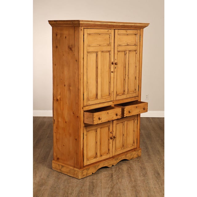 Pine Country Style Armoire Cabinet With Drawers For Sale - Image 4 of 18
