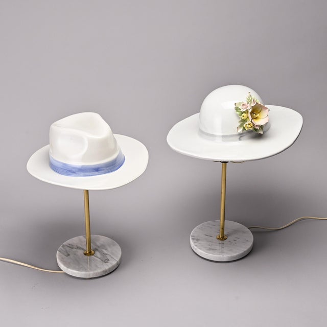 White Ceramic Table Lights, Italy, 1970s, Set of 2 For Sale - Image 8 of 10