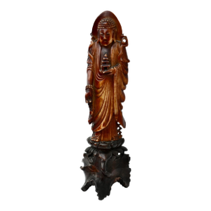Vintage Chinese Carved Soapstone Goddess Figure on Base