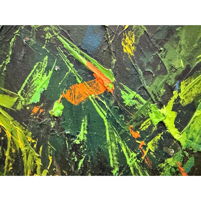 Paint Vintage Abstract Oil on Board Painting With Heavy Impasto For Sale - Image 7 of 11