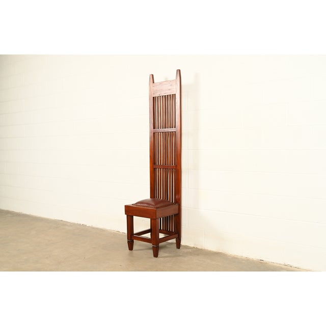 Mission Frank Lloyd Wright Style Arts & Crafts Mahogany Monumental High Back Side Chair or Dining Chair For Sale - Image 3 of 13