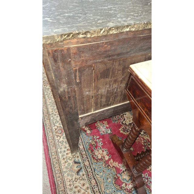 Wood Louis XVI Transitional Marquetry Commode with a Marble Top For Sale - Image 7 of 11