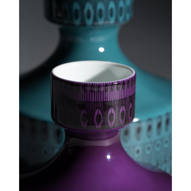 Turquoise and Purple Porcelain Vases by Hans Theo Baumann for Rosenthal, 1964, Set of 2 For Sale - Image 6 of 14