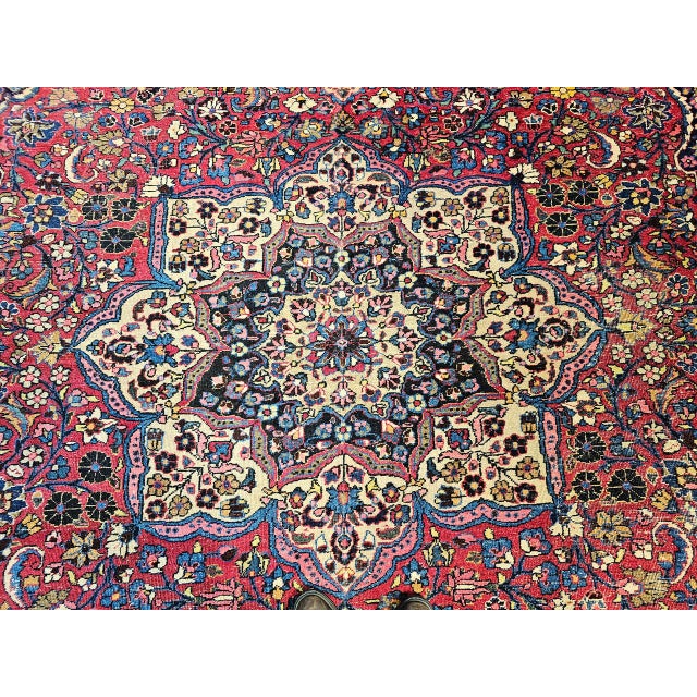 Vintage Persian Khorassan Rug, Hand-Knotted Wool, Floral Pattern, Crimson & Camel, 9x12 For Sale In Chicago - Image 6 of 14
