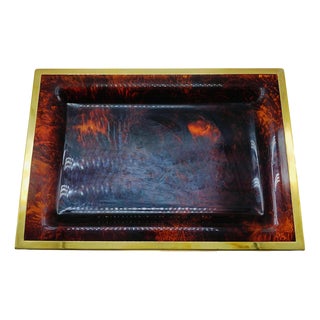 Acrylic Faux Turtle and Brass Tray, 1970s For Sale
