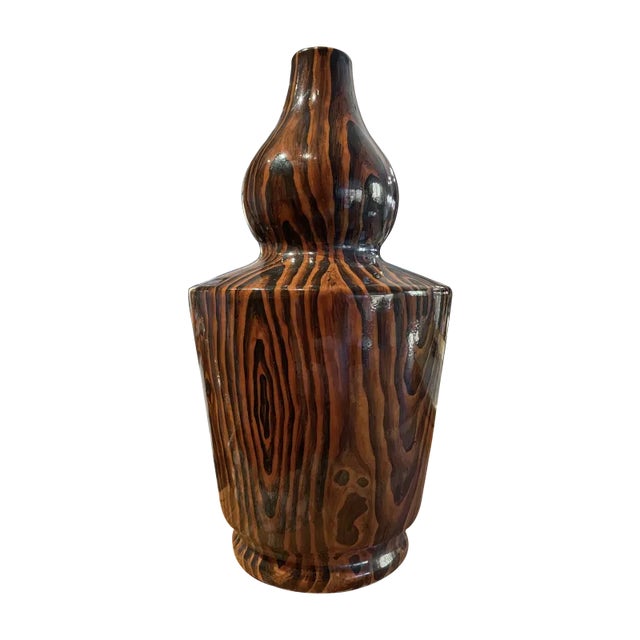 Chinese Republic Faux Bois Glazed Porcelain Vase For Sale - Image 4 of 4