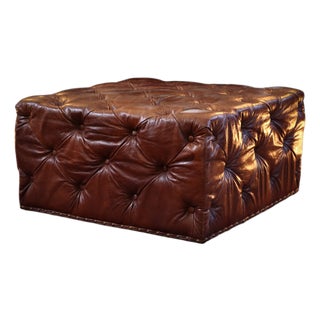Sqaure Lord Digsby Ottoman in Tan Leather from Timothy Oulton, 2010s For Sale