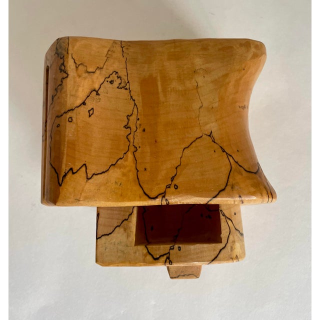 Contemporary 1970s Handcrafted Spalted Wood Sculptural Box With Drawer For Sale - Image 3 of 12