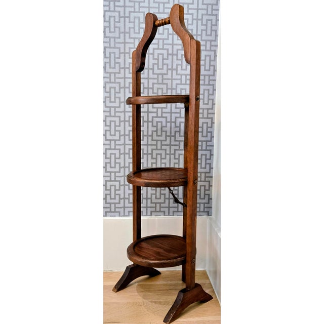 Farmhouse Vintage Cornwall 3-Tier Folding Pie Stand / Silent Butler Serving Table, South Paris Maine For Sale - Image 3 of 12