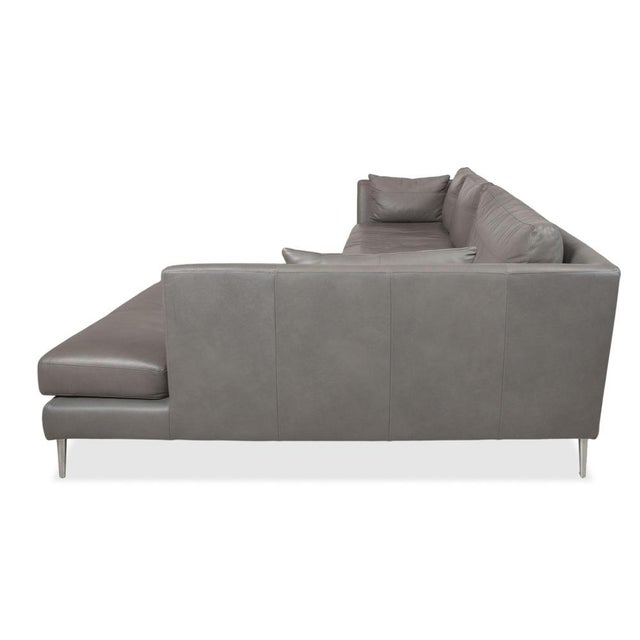 Grey Leather Corner Sofa with Chrome Feet from Gutmann Factory For Sale - Image 10 of 12