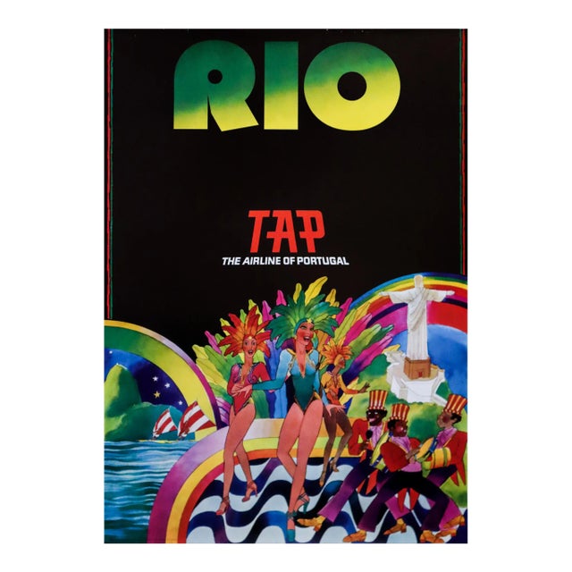 1970s Portuguese Travel Poster, Rio (Brazil), Tap (The Airline of Portugal) For Sale