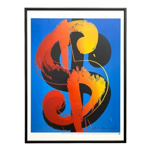 Andy Warhol Foundation Vintage 1998 Lithograph Print Framed Pop Art Poster " $ ( 1 ) ", 1982