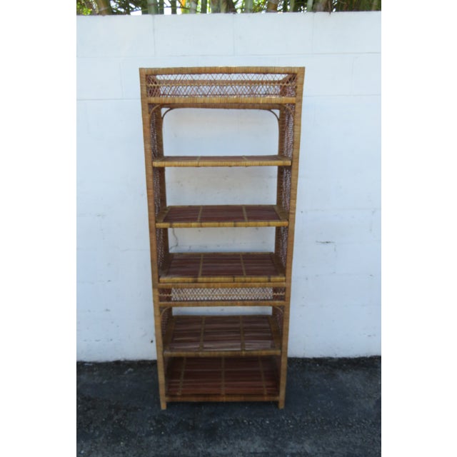 Late 20th Century Bamboo Wicker Rattan Display Shelving Unit Etagere 6161 For Sale - Image 10 of 11