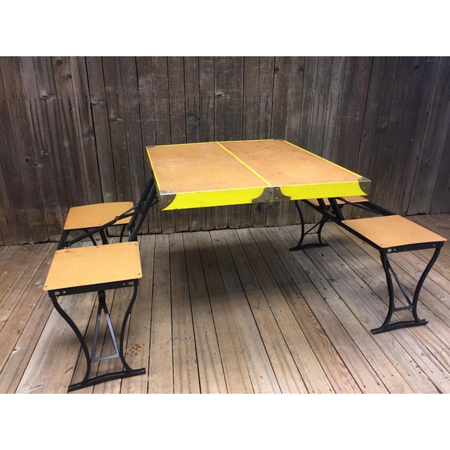 Vintage Portable Metal Folding Picnic Table Chairish