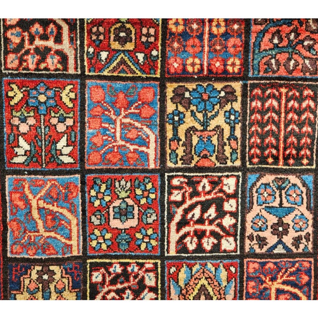 Vintage Persian Bakhtiari Rug, Hand-Knotted Wool, Allover Garden Panel Pattern, Pale Yellow & Red,5x7 For Sale - Image 12 of 16