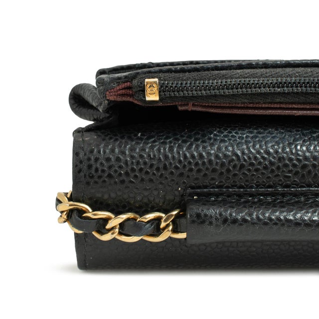 Black Chanel Classic Quilted Black Lambskin Wallet on Chain With Gold Hardware Bag For Sale - Image 8 of 13