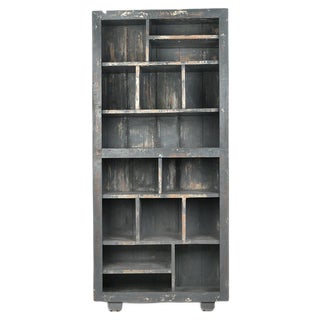 Shelf in Patinated Wood with 15 Compartments, 1940s For Sale