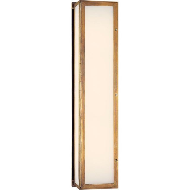 Mercer Long Box Light in Hand-Rubbed Antique Brass with White Glass Designer: Thomas O'Brien Height: 24" Extension: 4"...