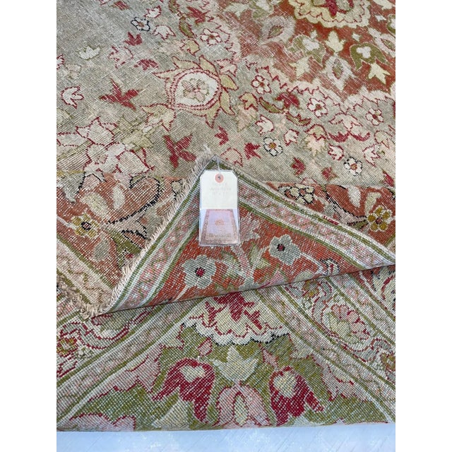 Army Green 1900s Antique Indian Amritsar Rug - 10'6'' X 7'9'' For Sale - Image 8 of 9