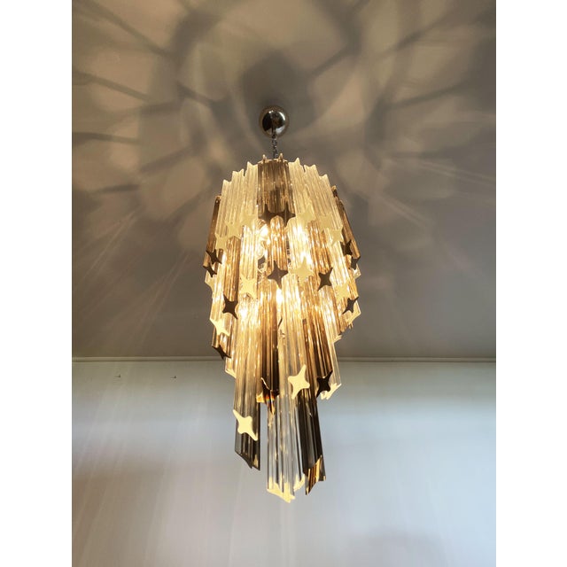 Big Murano Chandelier with 54 Quadriedri Prisms in Trasparent and Smoked, 1990s For Sale - Image 12 of 17