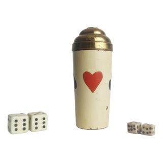 Mid-Century Cube Cup in Enamelled Copper with 4 Dice, Set of 5 For Sale