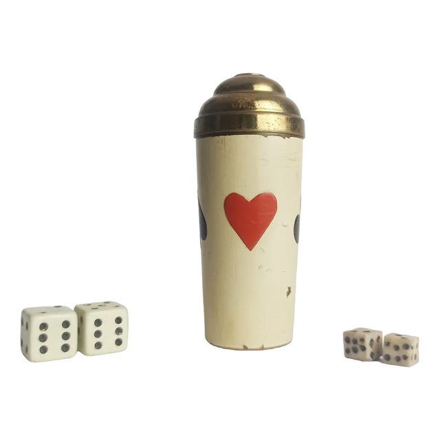 Mid-Century Cube Cup in Enamelled Copper with 4 Dice, Set of 5 For Sale