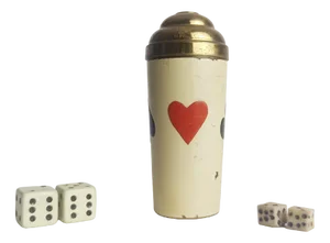 Mid-Century Cube Cup in Enamelled Copper with 4 Dice, Set of 5