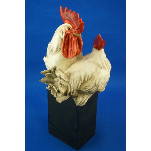 Large 20th Century Sculpture of a Pair of Roosters in Stoneware Ceramic by Guido Cacciapuoti, Italy For Sale - Image 10 of 18